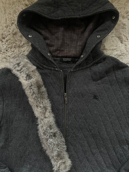 Burberry Black Label rabbit fur hoodie (L)