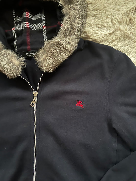 Burberry Black Label rabbit fur hoodie (L)