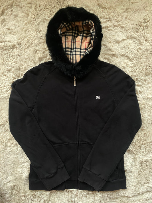 Burberry fur zip-up hoodie (L)