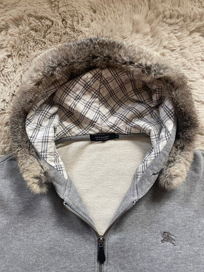Burberry fur zip-up hoodie (L)