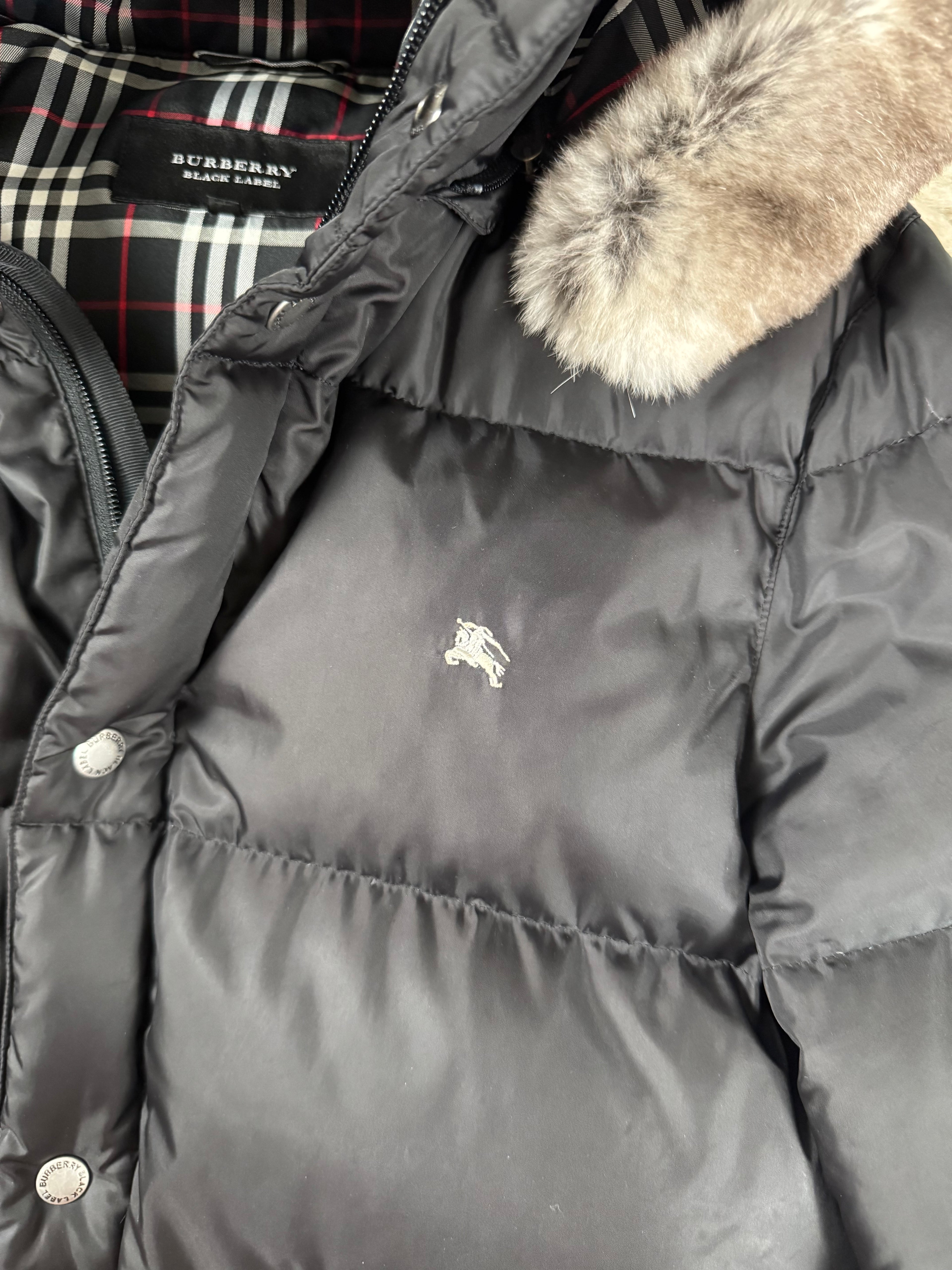 Burberry Black Label fur puffer (L)