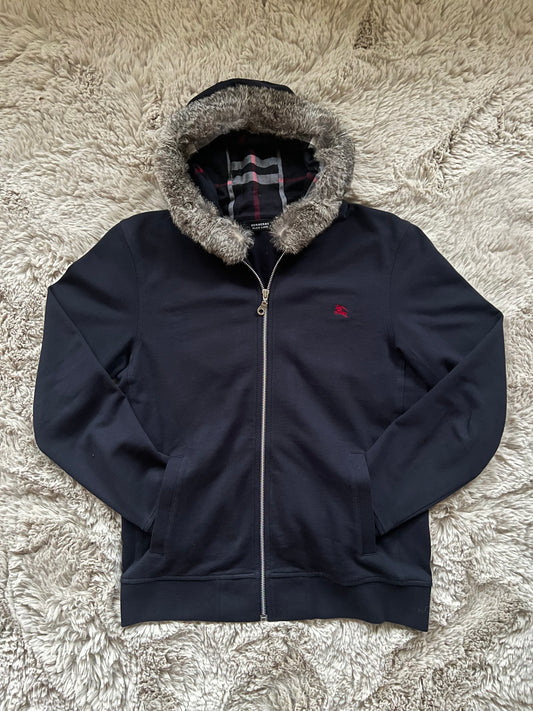 Burberry Black Label rabbit fur hoodie (L)