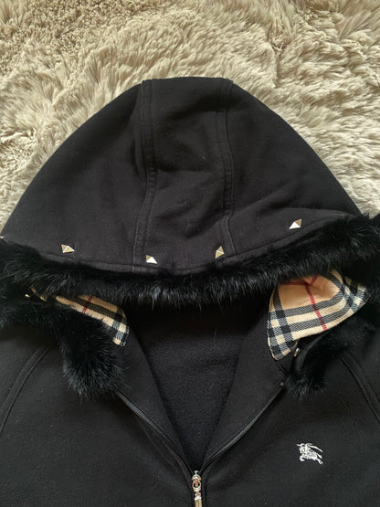 Burberry fur zip-up hoodie (L)