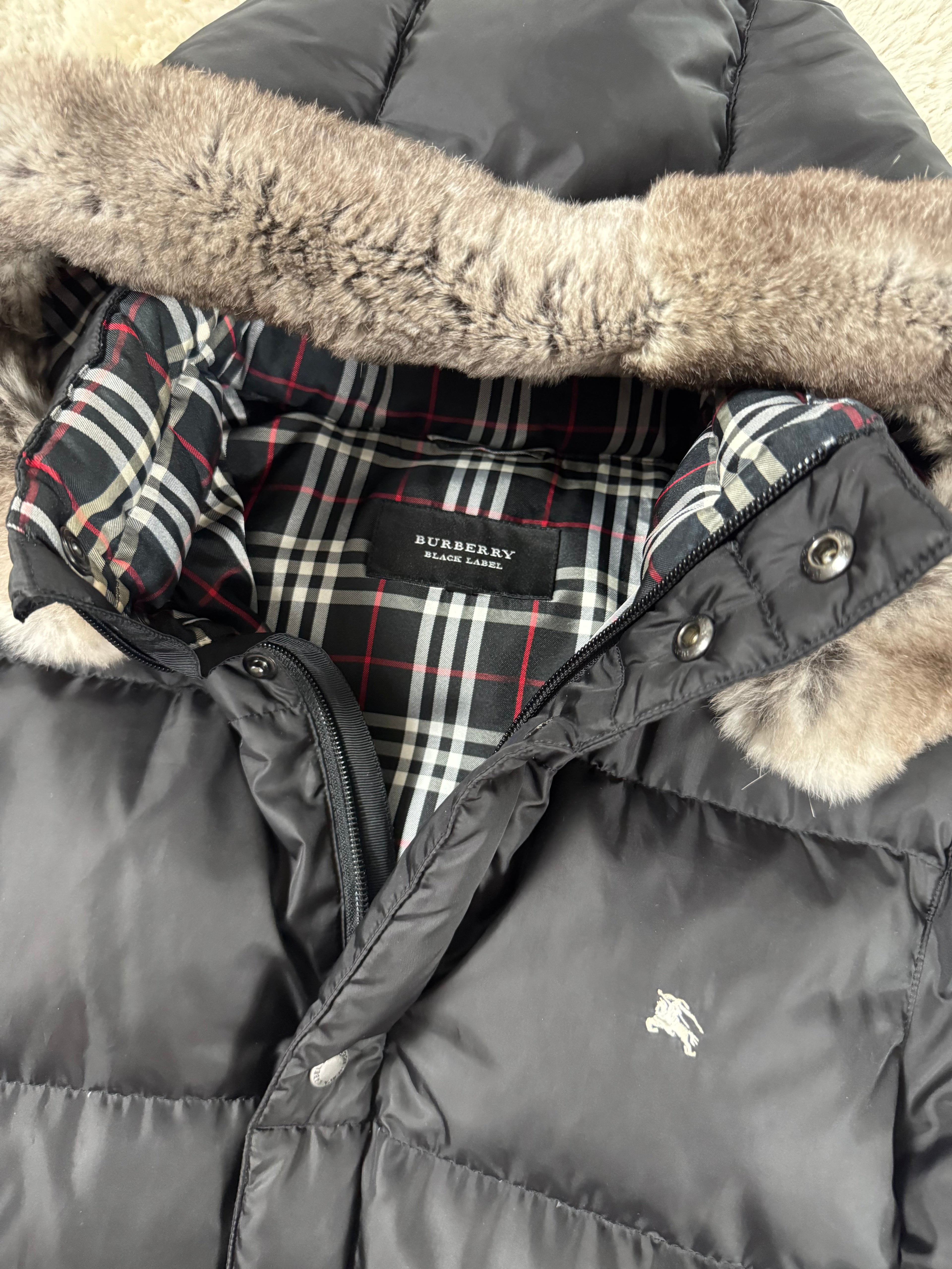 Burberry Black Label fur puffer (L)