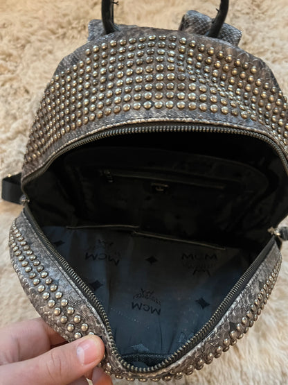 MCM Visetos snakeskin studded backpack 32